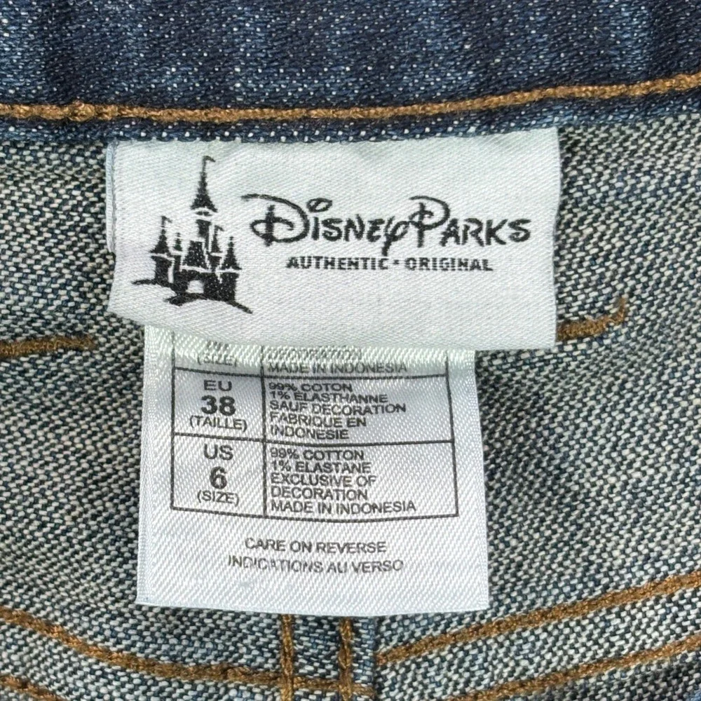 Disney Parks Women Dark Wash Mickey Mouse Embroidered Bootcut Jeans Blue Size 6
